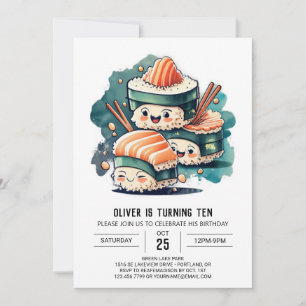Modern Sushi Delight Birthday Inbjudningar