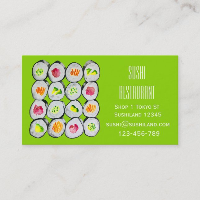 Modern Sushi-restaurang eller catering business Bu Visitkort (Framsida)