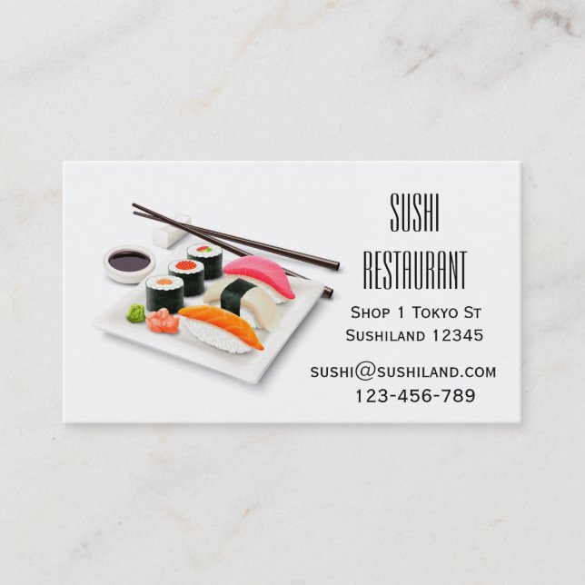 Modern sushi-restaurang eller catering visitkort (Framsida)