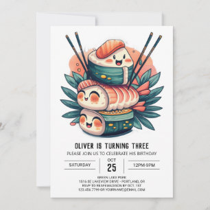 Modern Sushi Roll Barns födelsedag Inbjudningar
