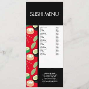 Modern Sushi Rulle Asiatisk Restaurang Mönster Röd Meny