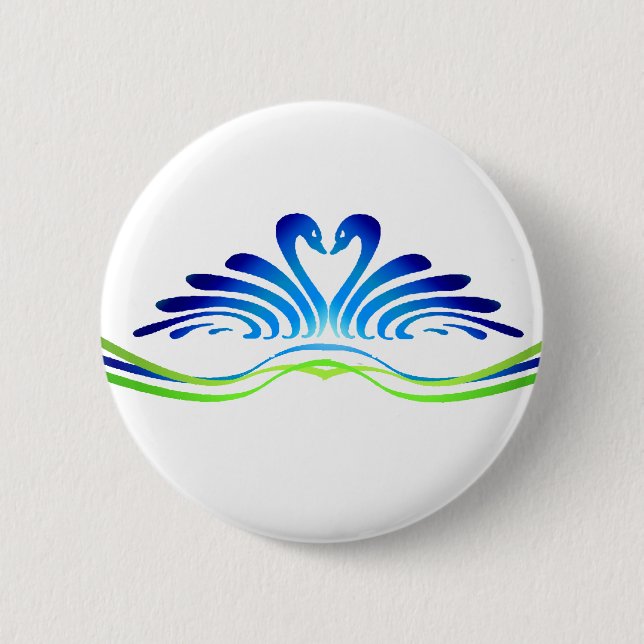 MODERN SVANAR & HJÄRTA av SHARON SHARPE Knapp (Framsida)