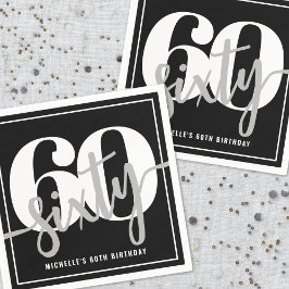 Modern svart 60:e Födelsedagsfesten Pappersservett