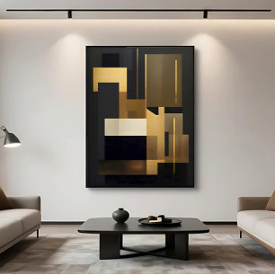 Modern svart abstrakt geometrisk canvastryck