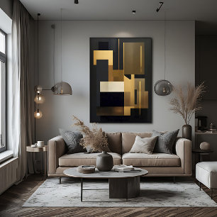 Modern svart abstrakt geometrisk poster