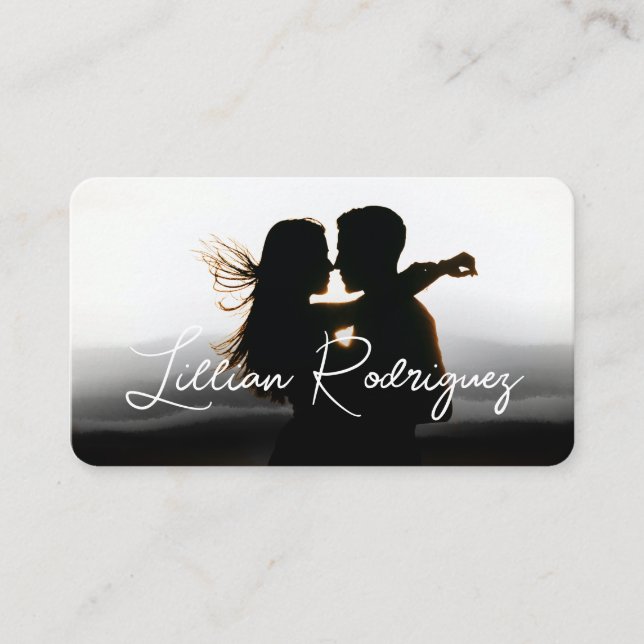 Modern svart abstrakt Namnteckning fotoöverföring Visitkort (Framsida)