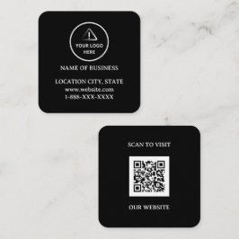 Modern svart anpassad logotyp och QR-kod Fyrkantigt Visitkort
