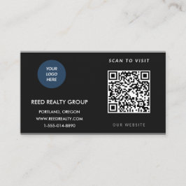 Modern svart anpassad logotyp QR-kod näringskort Visitkort
