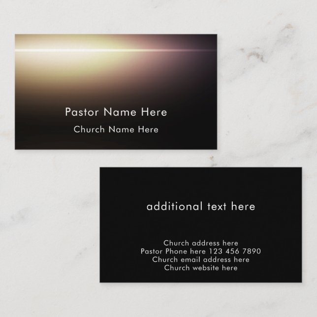 Modern Svart Anpassad Text Kristna Kyrka Pastor Visitkort (Fram/baksida)