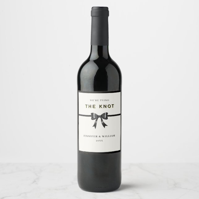 Modern svart båge Förlovningsflaska för vin Vinflaska Etikett (Framsida)