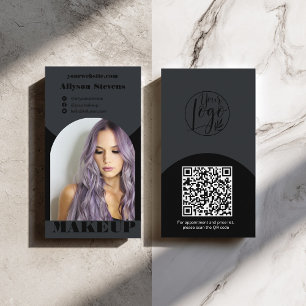 Modern svart bågmakeup qr-kod logotyp visitkort
