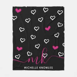 Modern svart bakgrund i rosa och vita öron fleecefilt