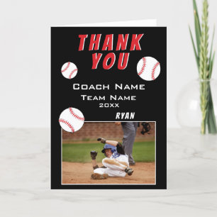 Modern Svart Baseball Tack Coach Fotokort Kort