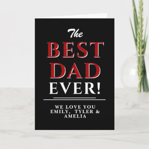 Modern Svart Bästa Pappa Röda Typografi Fars Dag Kort