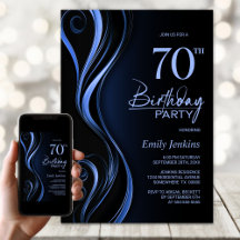 Modern svart blå 70:e Födelsedagsfesten