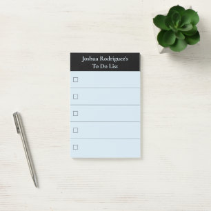 Modern svart blå att göra lista med Namn Post-it Block