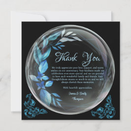 Modern svart blå blomstermilstol årsdag tack kort