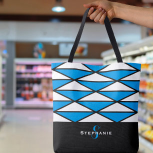 Modern svart blå chic geometrisk mönster tygkasse