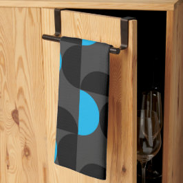 Modern svart blått och Grått i mitten av århundrad Kökshandduk