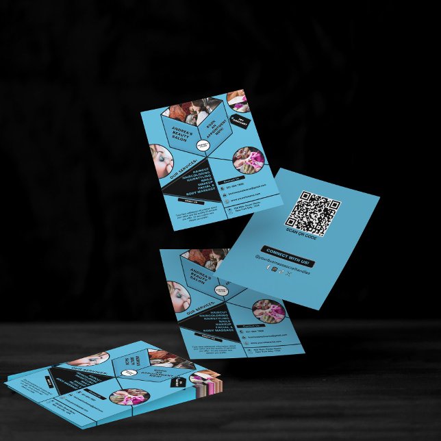 Modern Svart Blue Beauty Salong Spa Anpassade Bild Flygblad (Skapare uppladdad)