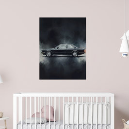 Modern svart BMW-bil Vattenfärgskonst – Minimalist Poster