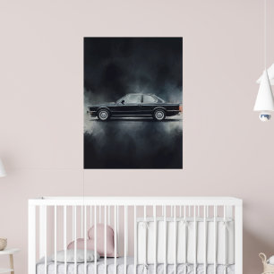 Modern svart BMW-bil Vattenfärgskonst – Minimalist Poster