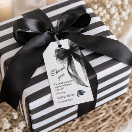 Modern svart bow coquette examensfirande tack presentetikett