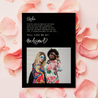 Modern svart Bridesmaid-fotokort