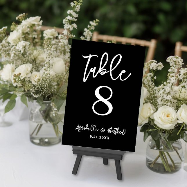 Modern Svart Bröllop Bordsnummer (Modern Black Wedding Table Number )