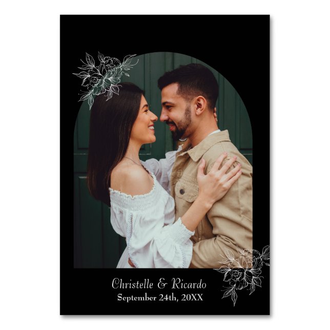 Modern svart bröllop-bordsnummer bordsnummer (Baksidan)