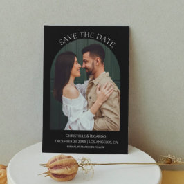 Modern svart Bröllop monogram Spara datum Spara Datumet