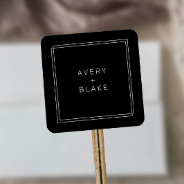 Modern svart bröllop - Stickers / AVERY Suite Fyrkantigt Klistermärke