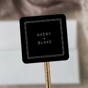 Modern svart bröllop - Stickers / AVERY Suite Fyrkantigt Klistermärke