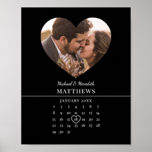 Modern Svart Bröllopsdagskalender Poster