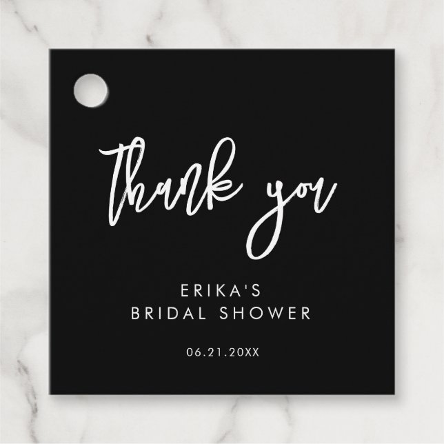 Modern Svart Bröllopsdusch Gåvor Etiketter (Framsida)