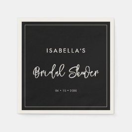 Modern svart bröllopsdusch pappersservett