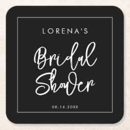 Modern svart bröllopsfest för bruden underlägg papper kvadrat