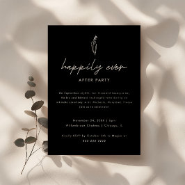 Modern Svart Bröllopsfoto Elopement & Mottagning Inbjudningar