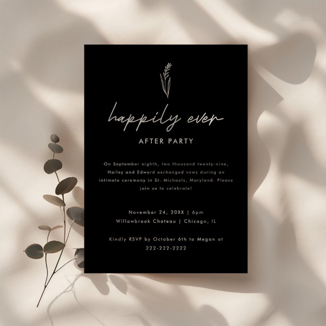 Modern Svart Bröllopsfoto Elopement & Mottagning Inbjudningar (Skapare uppladdad)