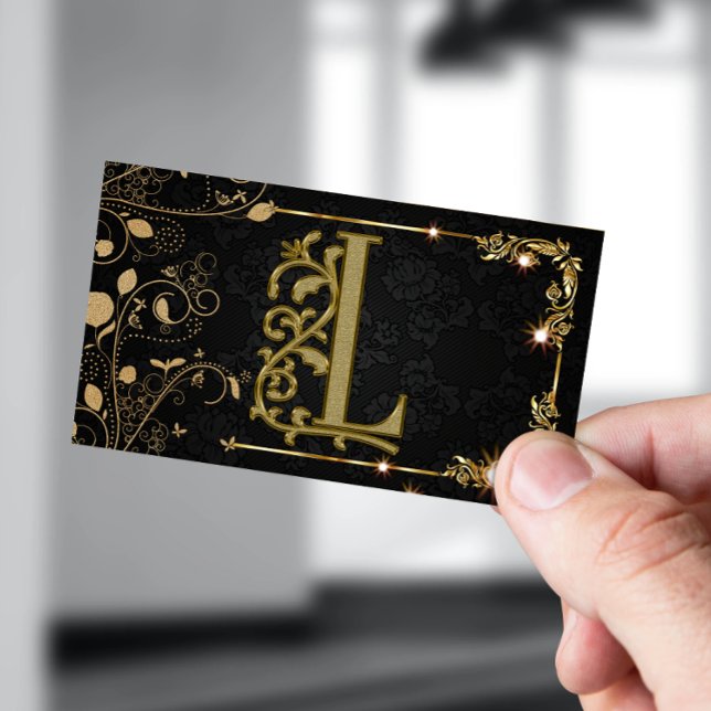 Modern svart chic frisörskrift signatur visitkort (Skapare uppladdad)