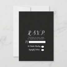 Modern Svart Chic Minimal Bröllop RSVP Svar