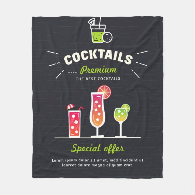 Modern svart cocktail fleecefilt (Framsidan)