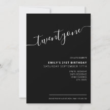 Modern svart Elegant 21:a födelsedag
