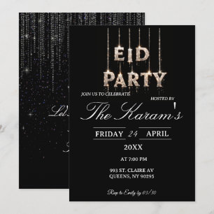 Modern svart elegant Eid-fest-inbjudan Inbjudningar