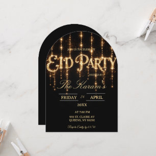 Modern svart elegant Eid-fest inbjudningskort
