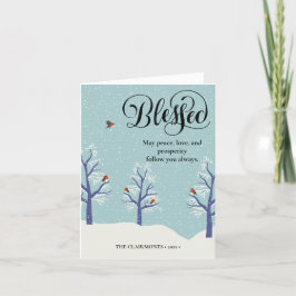 Modern svart Elegant, skript BLEESED Kardinal Bird Helgkort