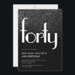 Modern svart enkel Snyggt Chic 40:e födelsedagen Inbjudningar<br><div class="desc">Modern Black White Simple Snyggt Chic 40:e födelsedagen. Minimal grafisk design och typografi av chicen.</div>
