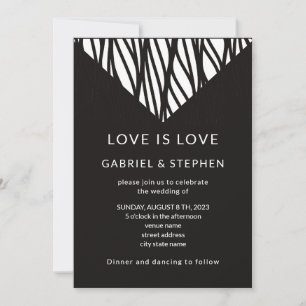 Modern svart, enkel typografi, gay bröllop inbjudningar
