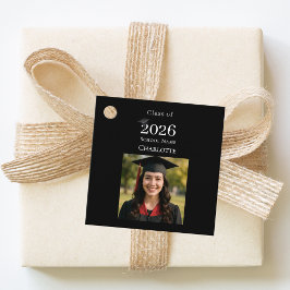 Modern svart examensfest DIY-foto Gåvor Etiketter