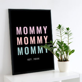 Modern svart, färglös New Mors dag Poster